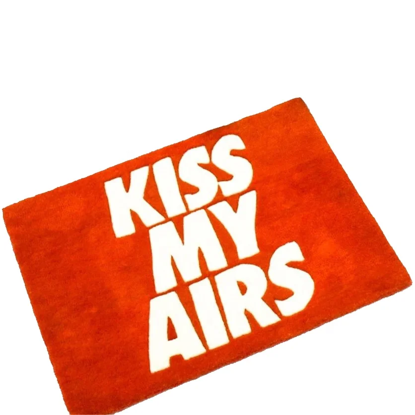 Handmade Kiss My Airs Rug Red Acrylic Custom Kiss My Airs Door Mat