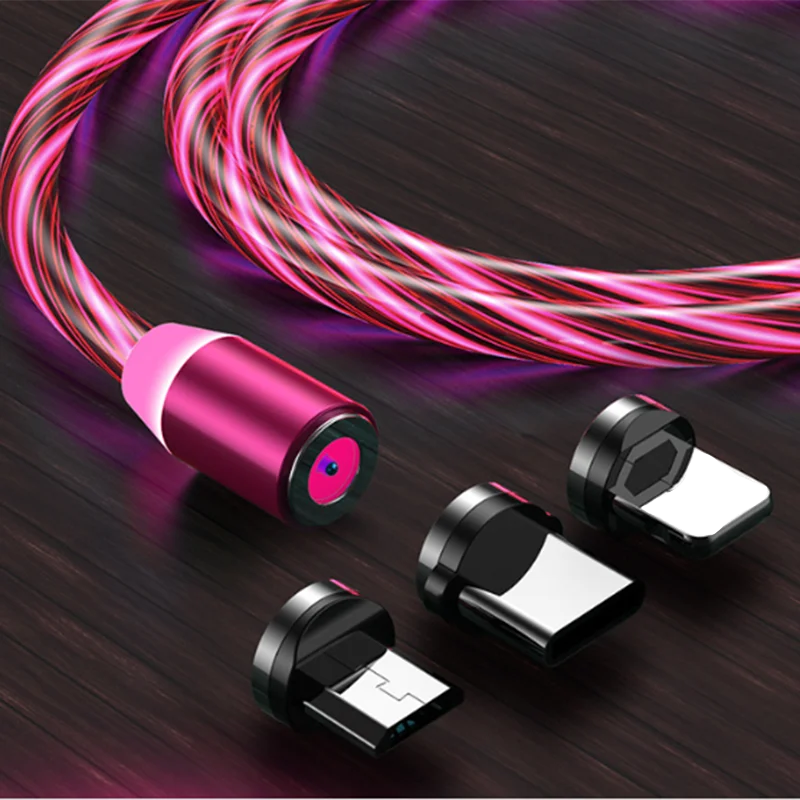  Бесплатный образец Светодиодный светящийся Магнитный USB-кабель для быстрой зарядки 3 в