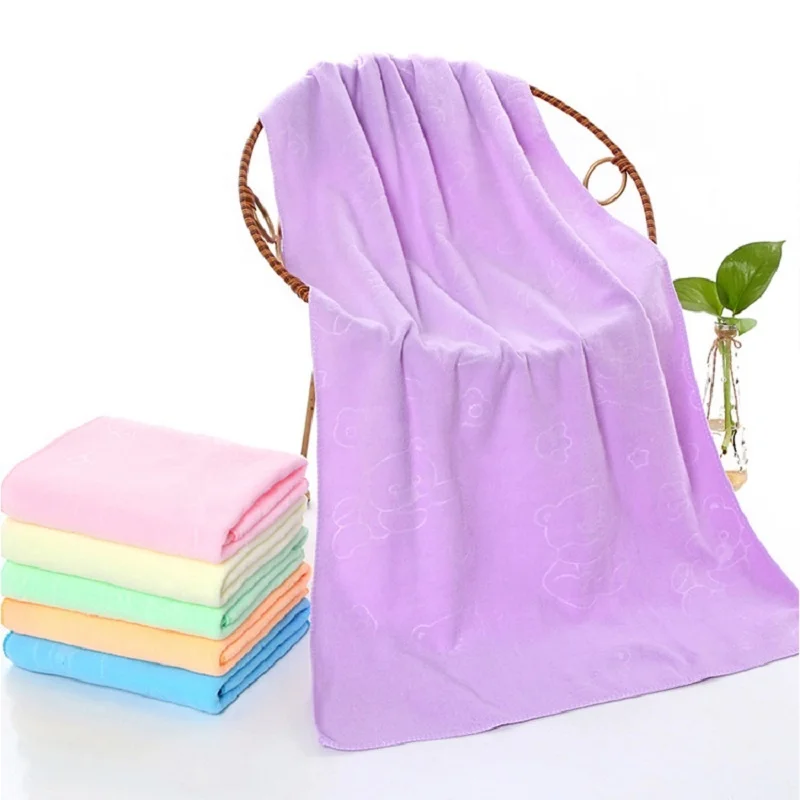 70x140cm Microfiber Quick-dry Bath Towel Embossed Bear Cartoon Pattern  Multi Color Bath Towels for Kids