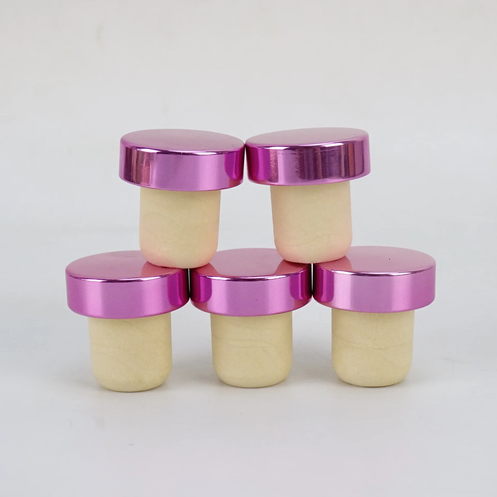 Good Selling Reusable Luxury Wooden Top Wine Bottle Synthetic Cork Cork Cork Polymer Stopper With Aluminum Lid