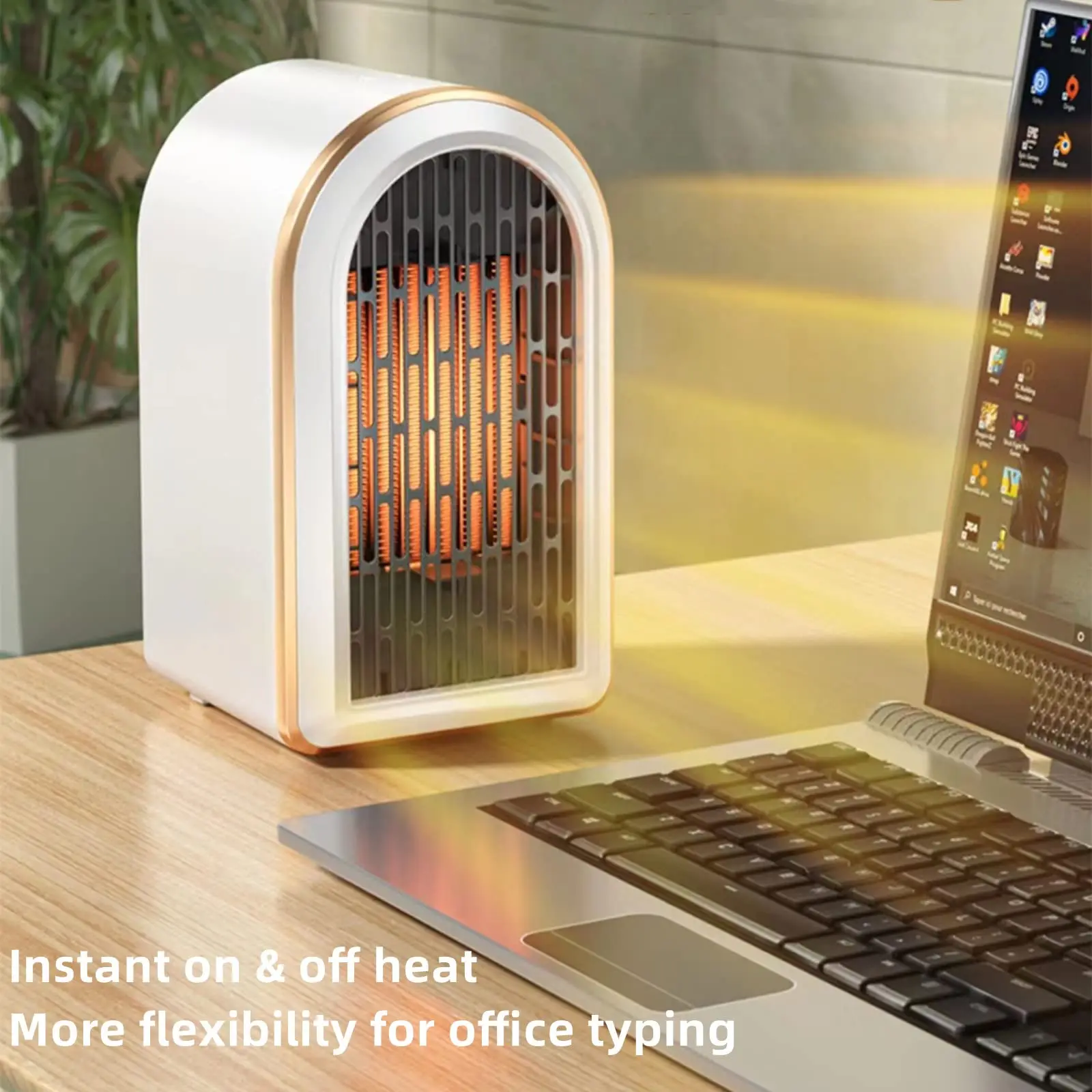 Mini Personal Portable Quiet Vertical PTC Ceramic Space Air Hot Electric Fan Heater For Winter Warm Hand Feet Home Office Desk