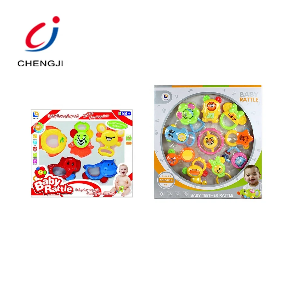 
New design best quality plastic rattle teething toy baby teether rattles 