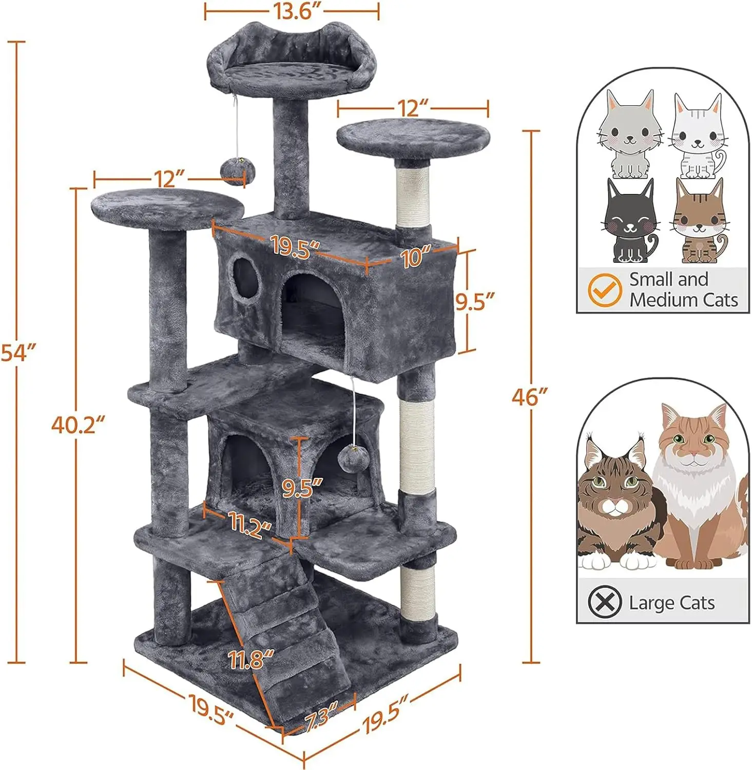 New Product Luxury Cozy Large Cat Tree House Condos Wooden Cat Sisal Rope Scratch Tree Tower for Many Cats