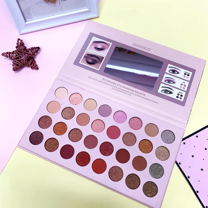 Wholesale 32 Color Make up Pallets Eye Shadow Chrome Fashion High Pigmented Colorful Eyeshadow