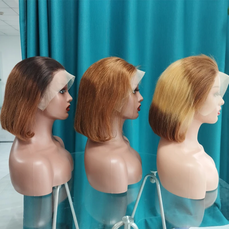 Cheap Price Colored Brazilian Hair Lace Front Short Bob Wig Virgin Remy 100% Real Human Hair Wig Bob Wigs For Black Women