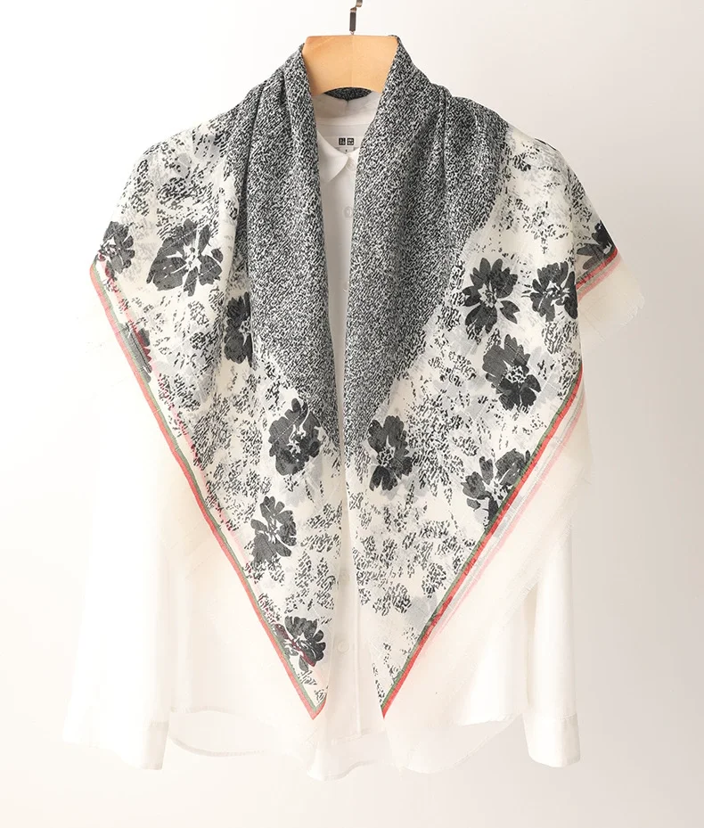 VIVIDHOUSE оптовая продажа на заказ 100% шерстяной шарф с принтом шаль женский большой квадратный шарф бандана с цифровой печатью шарф