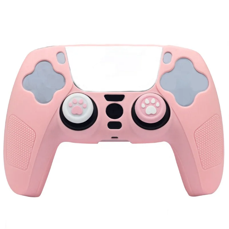 Custom Pink Cat Paw Silicone PS5 Controller Skins Protective Case Dust Shell Rubber PS5 Gaming Controller Cover