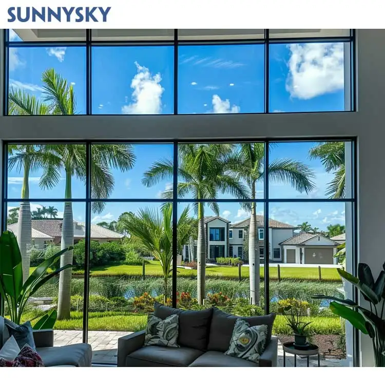 Sunnysky Aluminum Arched Fixed Window Customization Design Double Glazed Window with Glass Casement Aluminum Europe Style Window