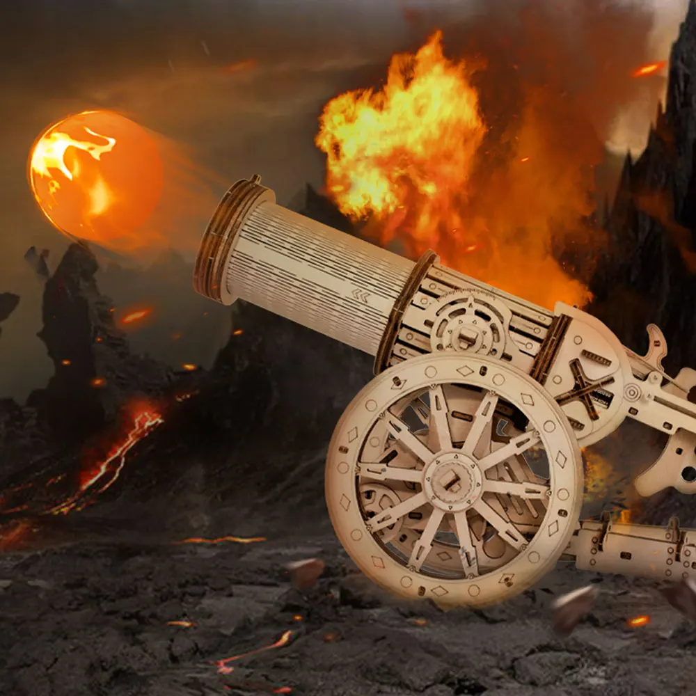 Beaverlab Antique Crafts Medieval Wheeled Cannon 3D DIY Assembled Wooden Cannon Puzzle Novelty Gift
