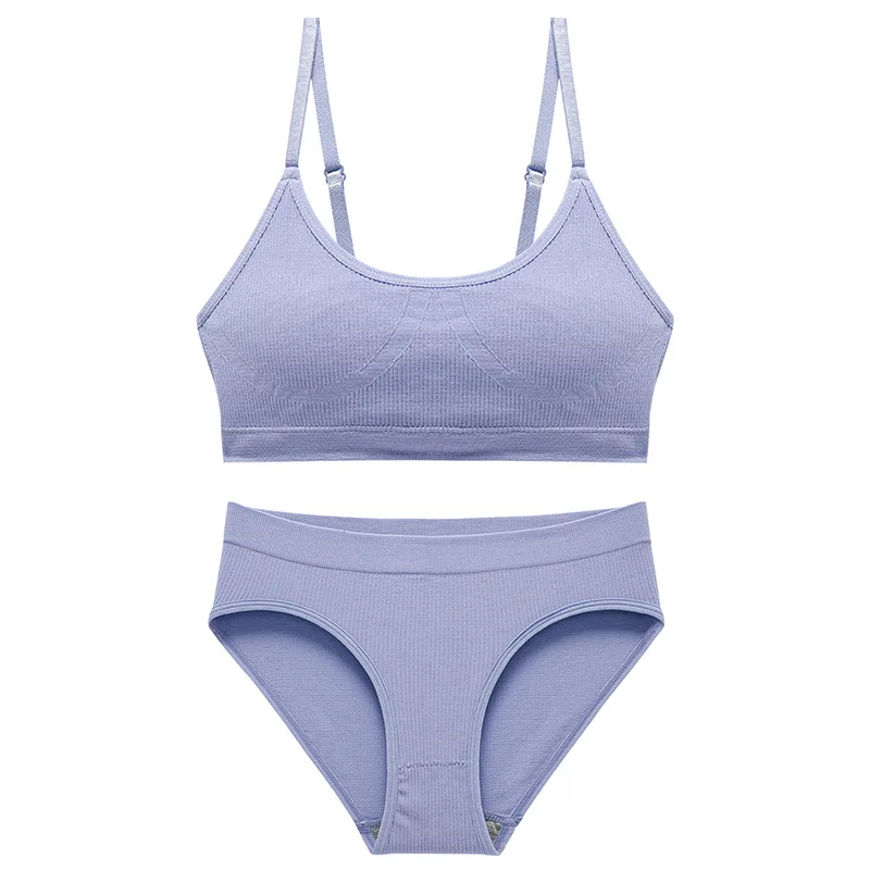 JSMANA Wireless Seamless Custom Padded Lingerie Big Size Student Panty 40 Size Bra Sexy Woman Sport Bra Panty Set