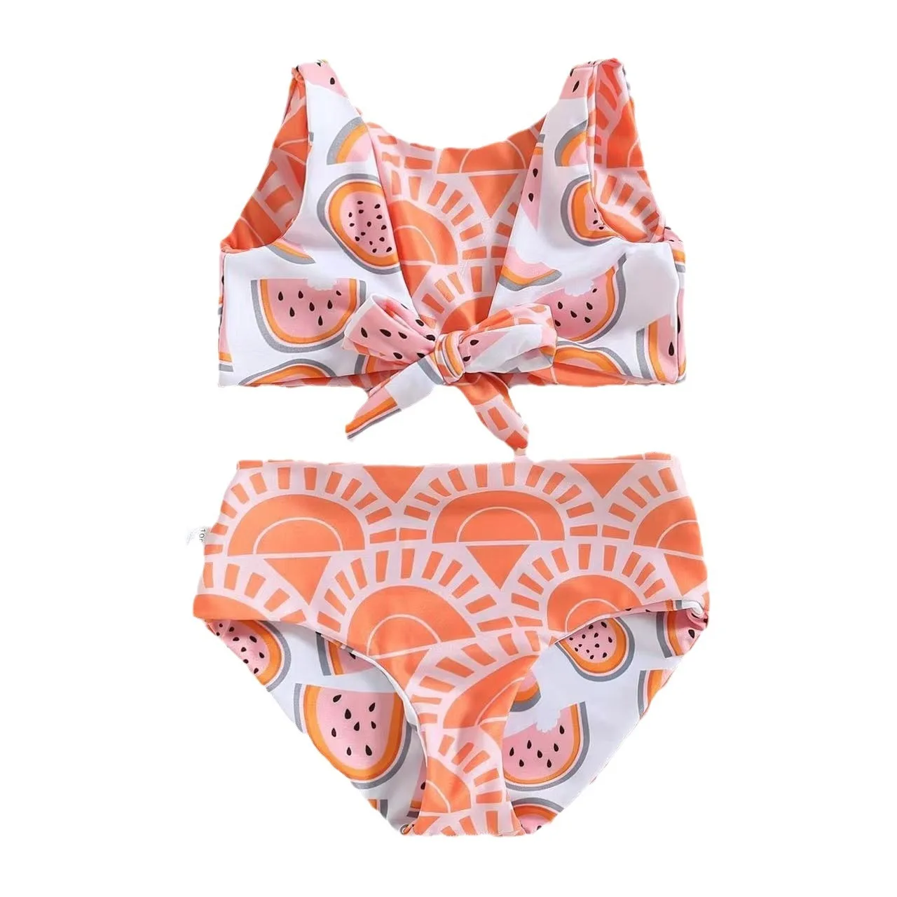 New Fashion Style Summer Kids Girls Cool And Lovely Watermelon Fruit Floral Printing Two-Piece Swimwear