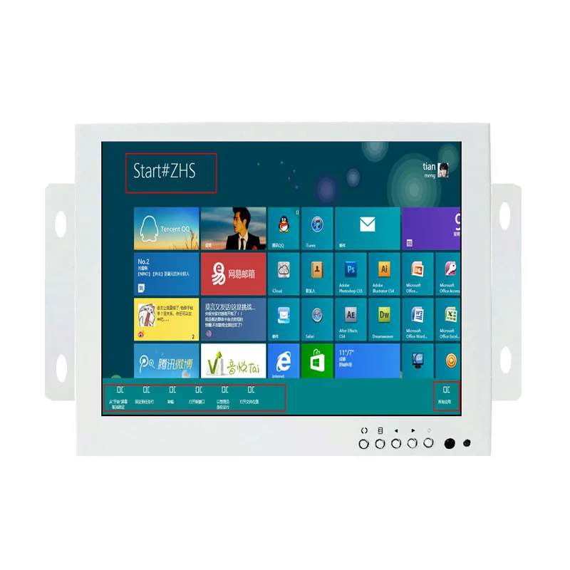 8 Inch White Color Open Frame Embedded VGA Touch Screen Computer Monitor
