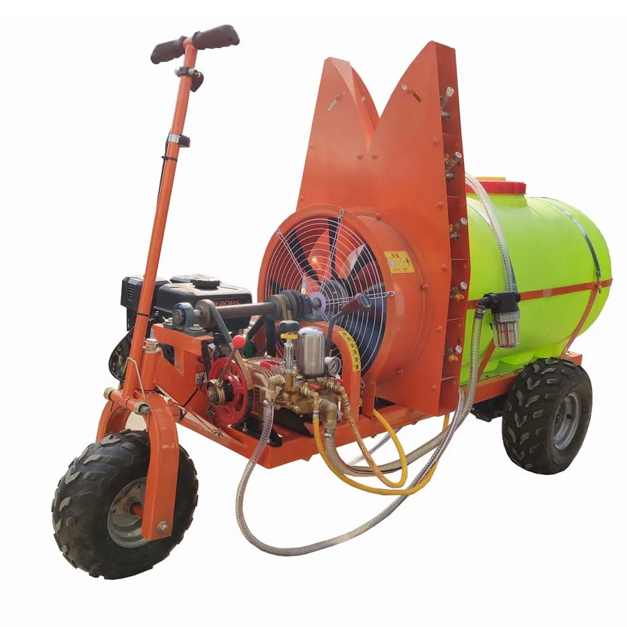 Three tyres self propelled garden air blast sprayer