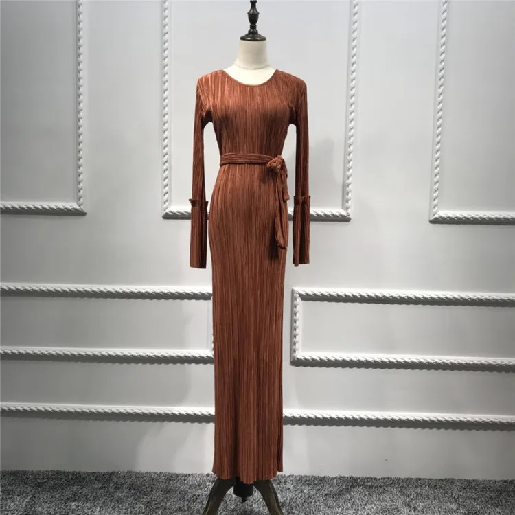 2022 latest abaya turkish wholesale pleated design 5 colors long dresses muslim robe dress
