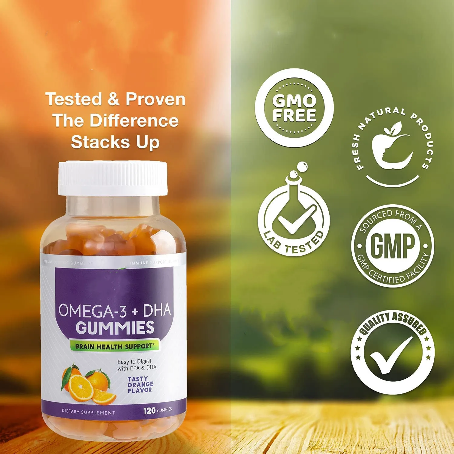 Fish Oil Gummies Extra Strength DHA & EPA, Brain Support and Joints Support, Tasty Gummy Vitamin for Men & Women