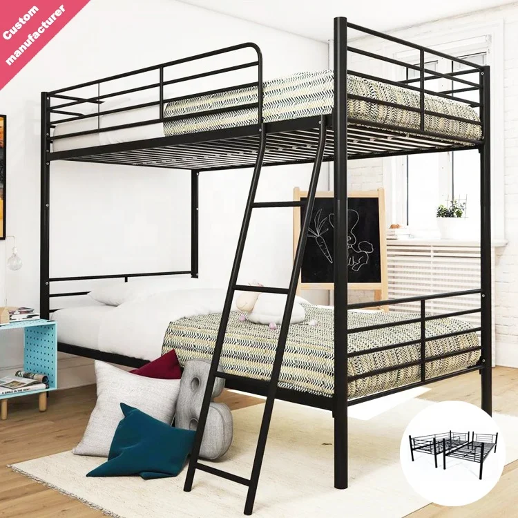 Junqi Factory Wholesale School Dormitory Apartment metallic bunk bed double beds double decker metal bed design