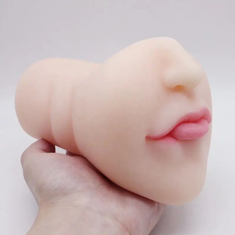 Soft Silicone Skin Color Deep Throat Sex Tongue Masturbation Sucking Cup Realistic Oral Clit Vagina Sex Doll for Men