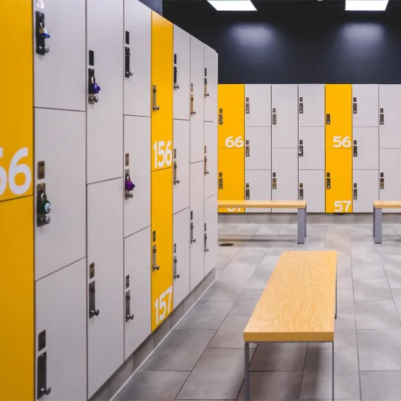 Wood Grain RFID Lock Smart Hpl Locker Electronic Lockers for Gym Changing Room