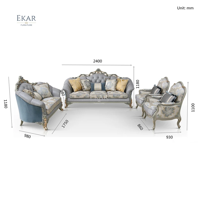 Retro Home Decor Wooden Sofa Furniture Luxury Solid Wood Carved Sofa European Living Room Furniture for Luxurious Palace