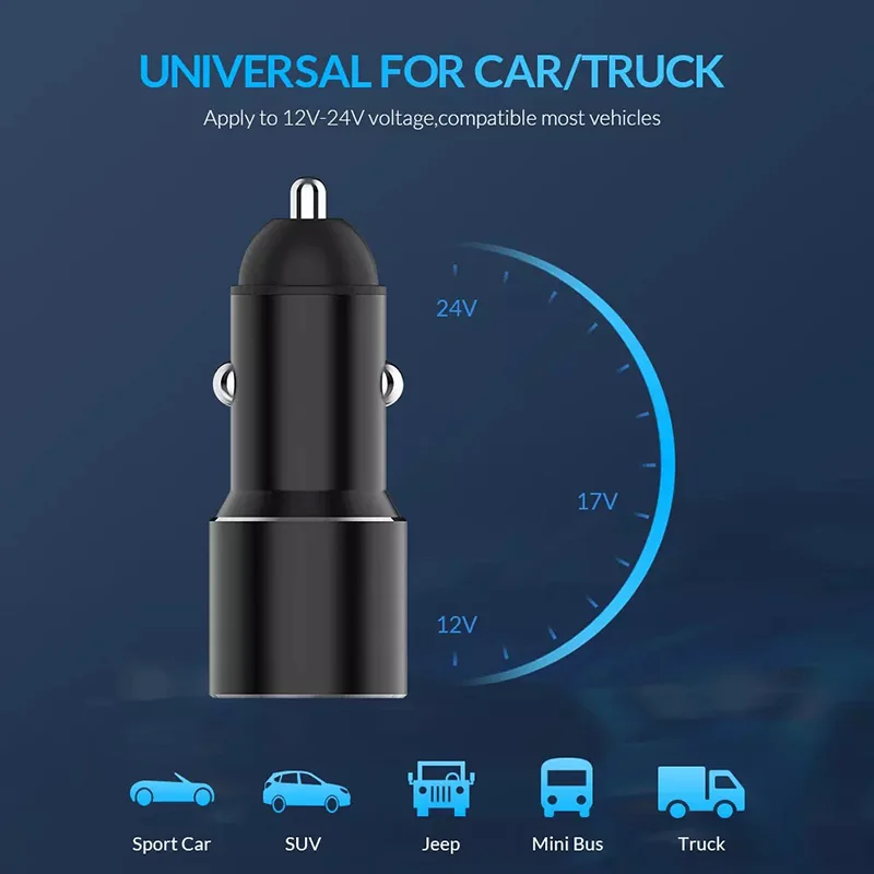 
Universal Custom Logo 2.4A Metal USB Car Charger Adapter High Quality USB Car Charger for Phone 