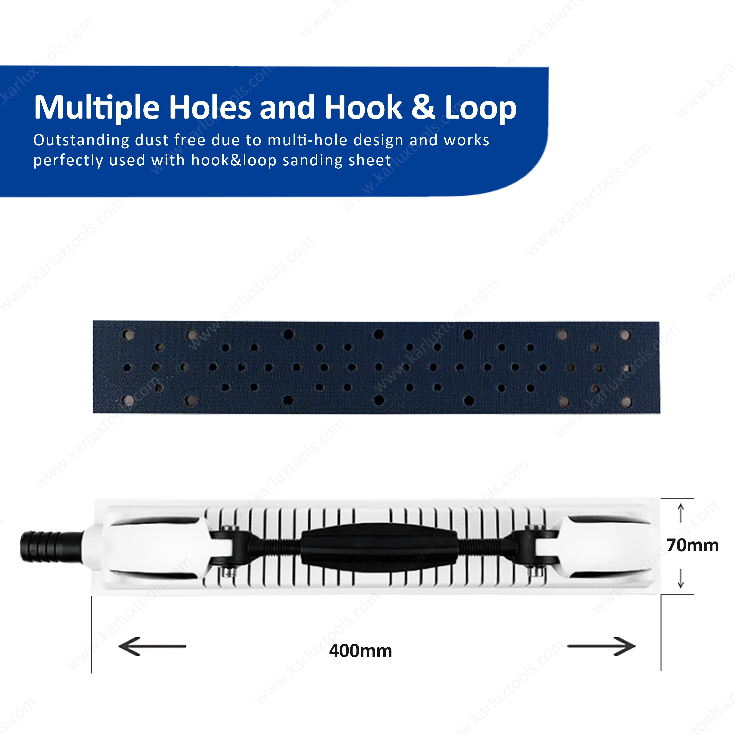 Factory Price 70*400mm Adjustable Hook & Loop Dust Free Extraction Plastic Flexile Grinding Block Hand Sanding Longboard