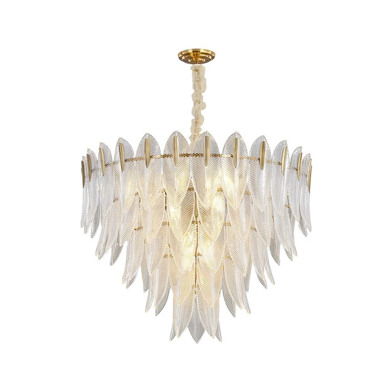 Room Restaurant Wedding Decoration Glass Hanging Lamps Hotel Ceiling Lights Large Metal Nordic Led Luxury Chandelier