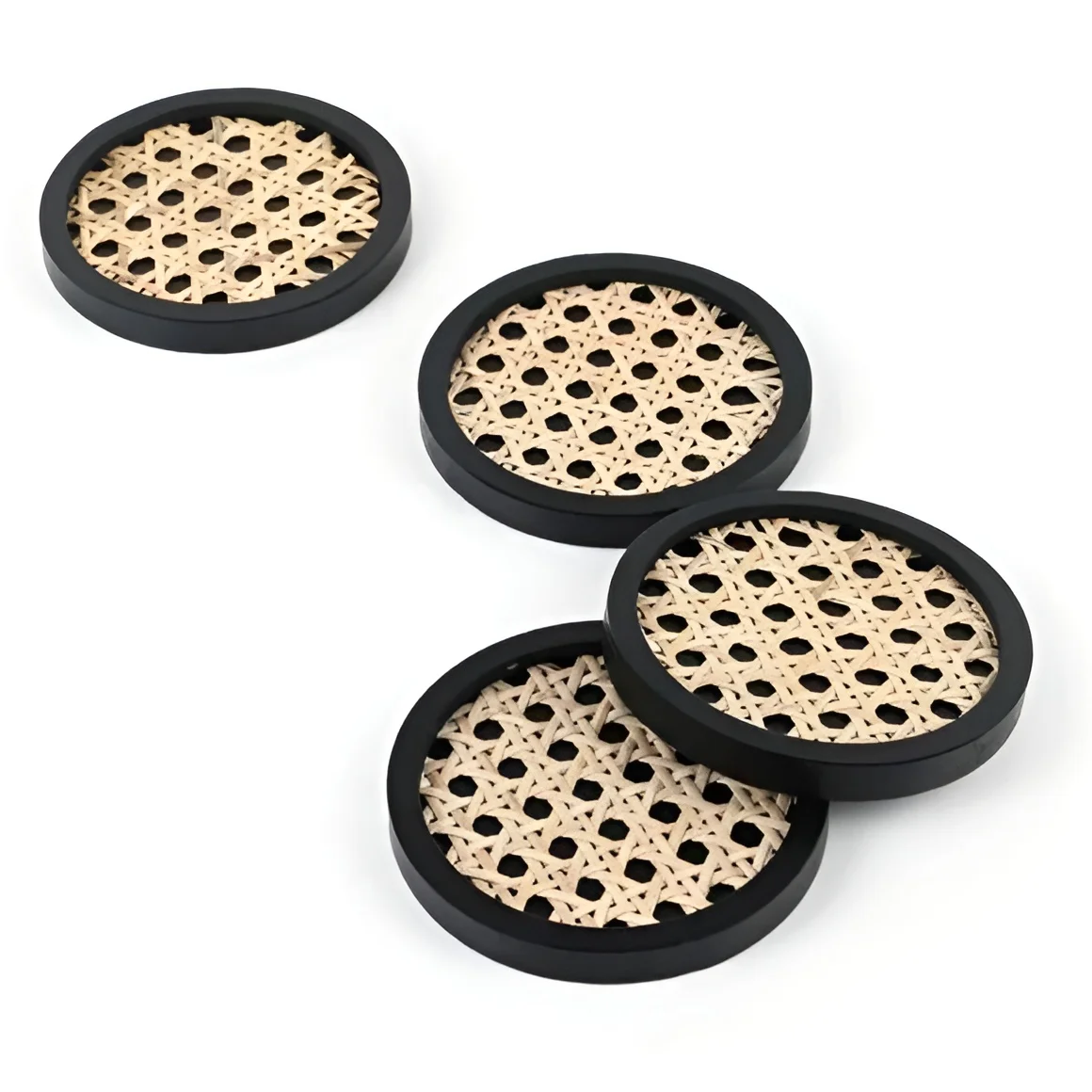New design handmade natural wooden & rattan decorative coasters for table decor & events party decoration