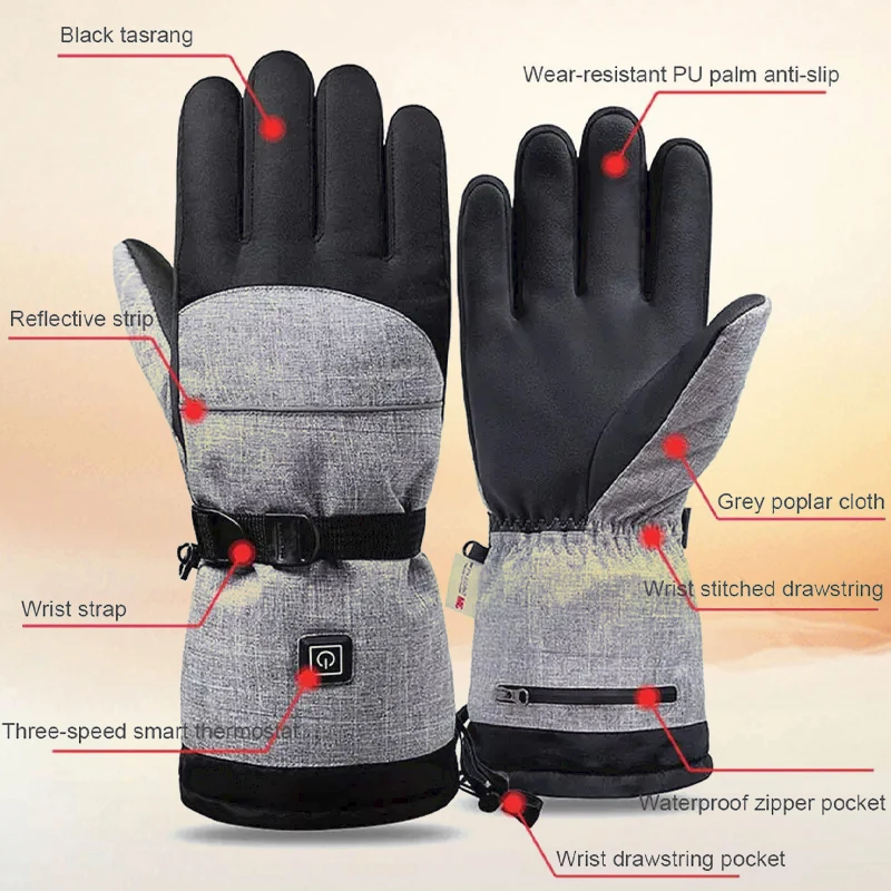 Heated Gloves Melenlt Men and women high quality heated gloves waterproof windproof heated skiing gloves