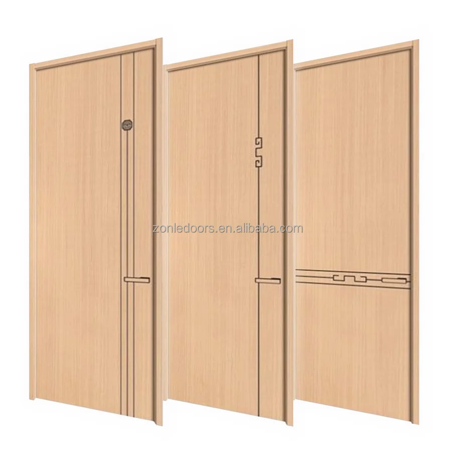 China Cheap Luxury Turkish Latest Simple Design Wood Double PVC MDF Interior Wooden Slab Door For House with smart lock