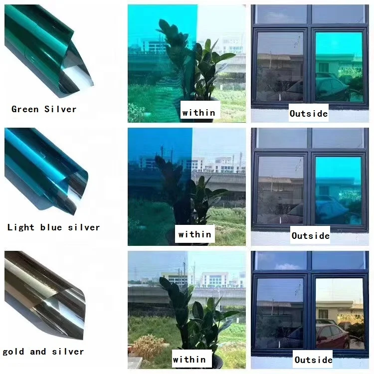 SL05 Self-adhesive Building Window Glass Tint Film Solar Window Film Silver VLT5% Building Window Tint Film