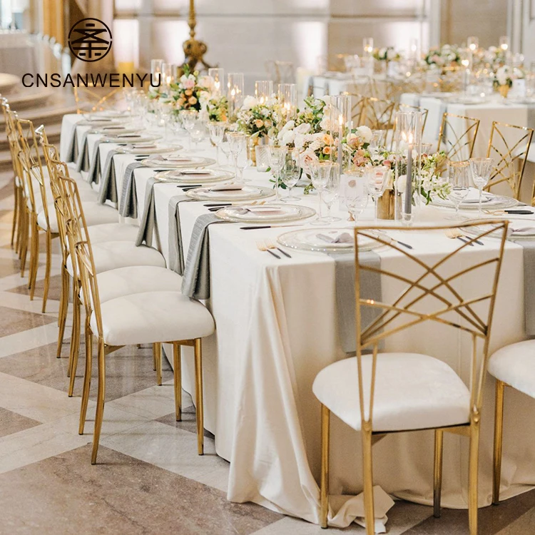 Wholesale Luxury Stacking Iron Gold Crossback Chair Wedding For Event Reception