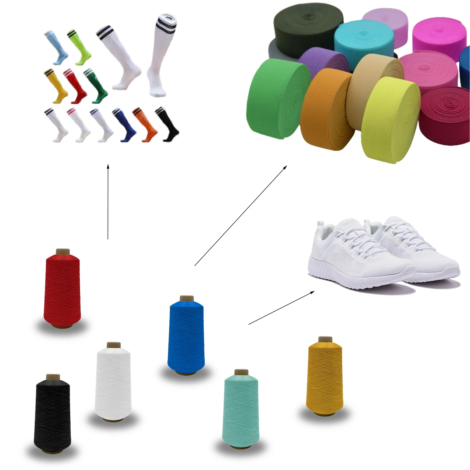 100% Nylon High Stretch Yarn China Supplier Socks Making Machine Use Nylon Yarn Custom colors