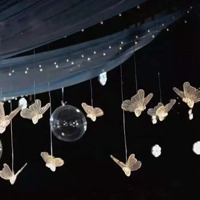 Wedding Acrylic Material Clear Butterfly Light for Wholesale Romance Wedding Hall Hanging Butterfly
