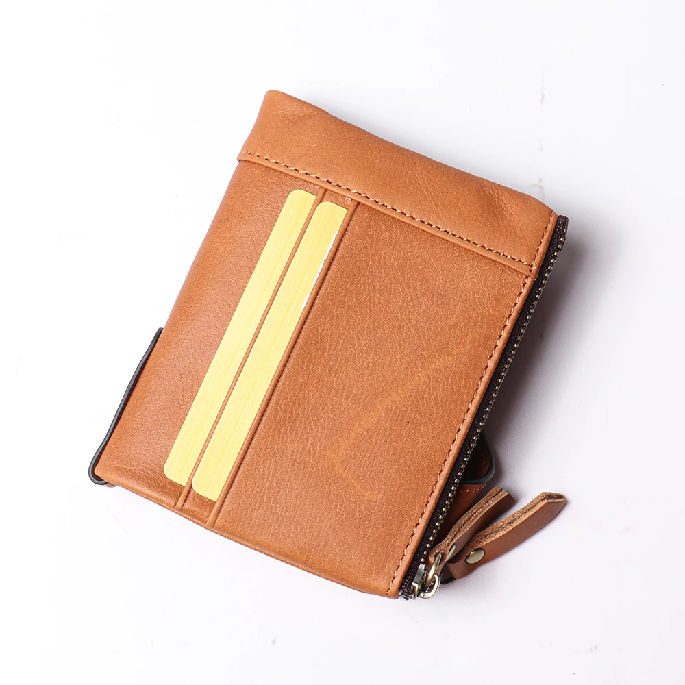 Vintage Mens Real Leather Wallet Genuine Leather Wallet With ID Window Coin Purse RFID Leather Wallet For Men