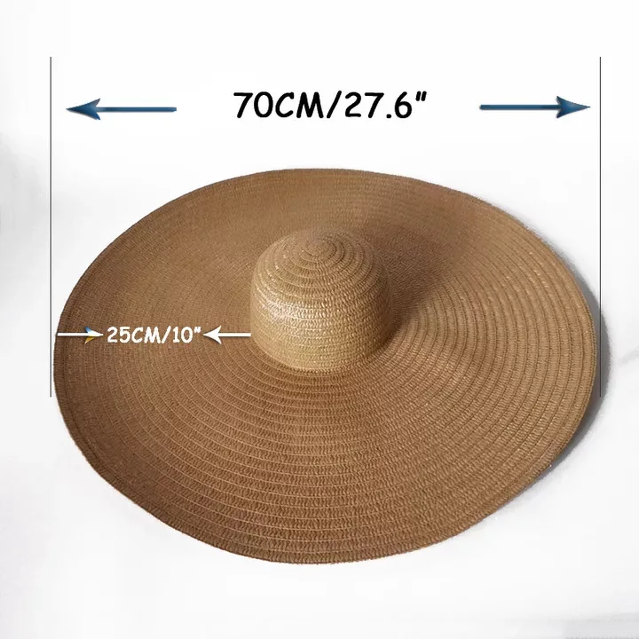 Fashion Hat Ladies Oversize Straw Boater Extra Large Brim Wheat Straw Hats For Women Sombreros De Paja Natural Straw Hat