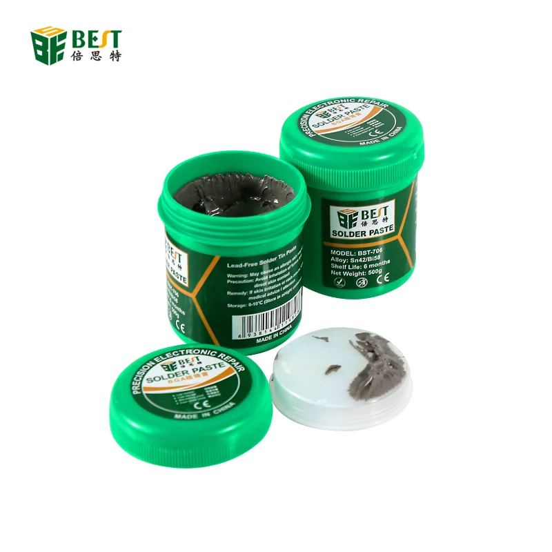BST-706 500g Lead-Free Sn42/Bi58 138 degree Melting Solder Paste Soldering Tin Cream Welding Flux For BGA PCB IC Welding Repair