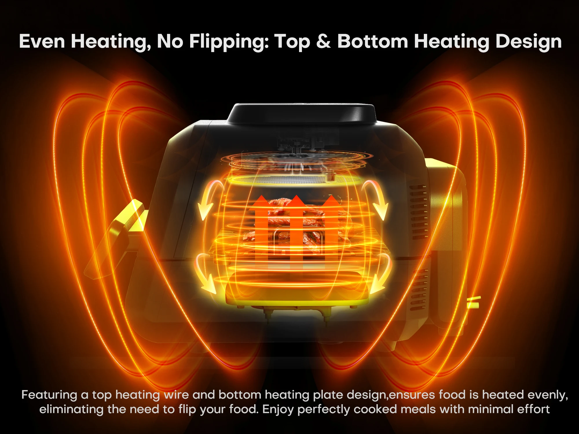 Black Household Portable Digital Touch Screen Panel With Transparent Windows Indoor Smart Kitchen Appliances Electric Deep Frye