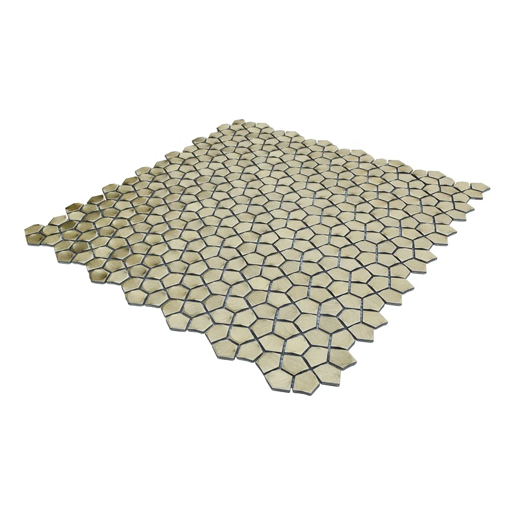 Gold Solid Aluminium Metal Mosaic Tile for Wall Decoration