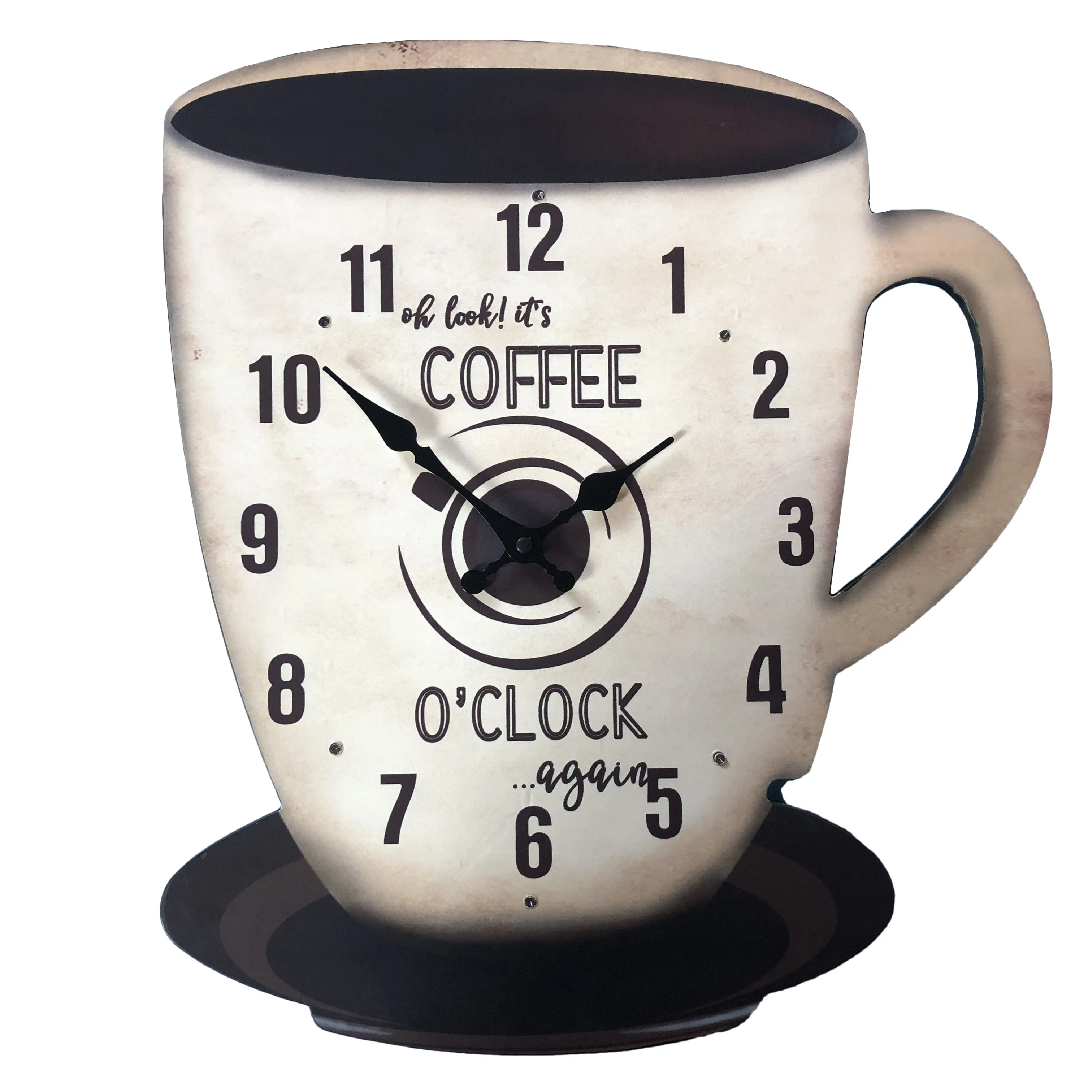New Product industrial style Coffee Mug Shaped decorate wall clock with LED light home Decoration