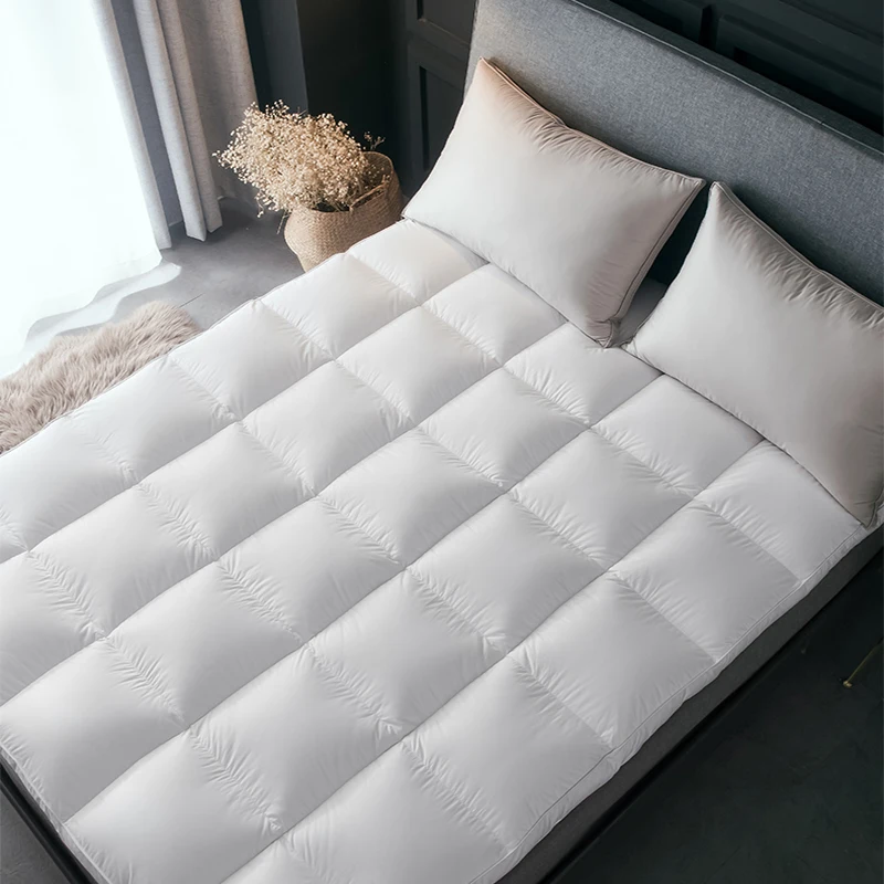 100% Cotton Thick Three-dimensional Duck Down Hotel White Mattress Topper And Bed Mattress Cover Protector Mattress