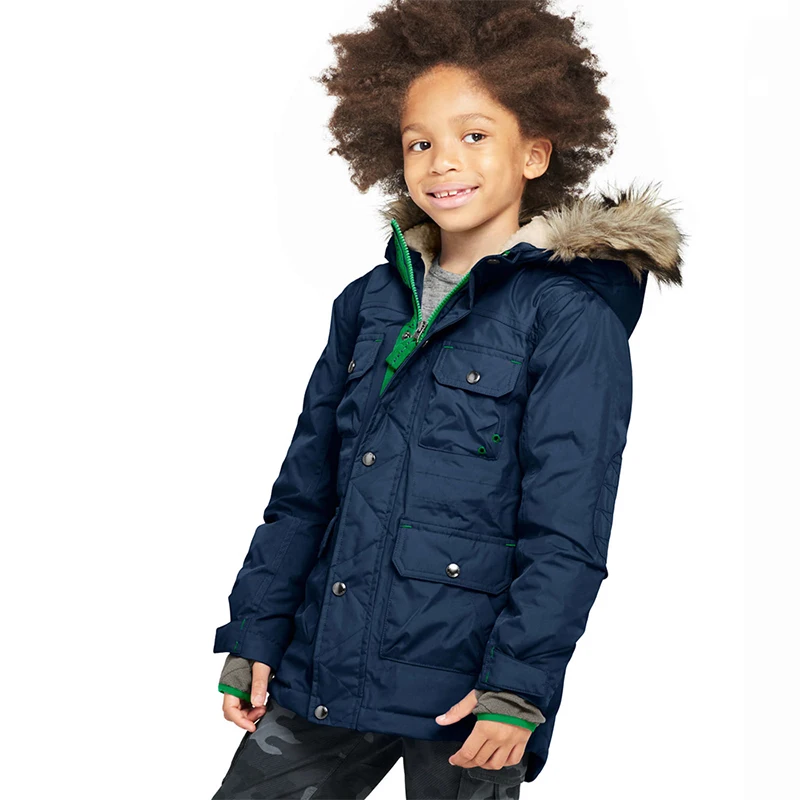 High Quality Unisex Children Parka Fur Infant Toddlers Hooded Coat Down And Feather Jacket