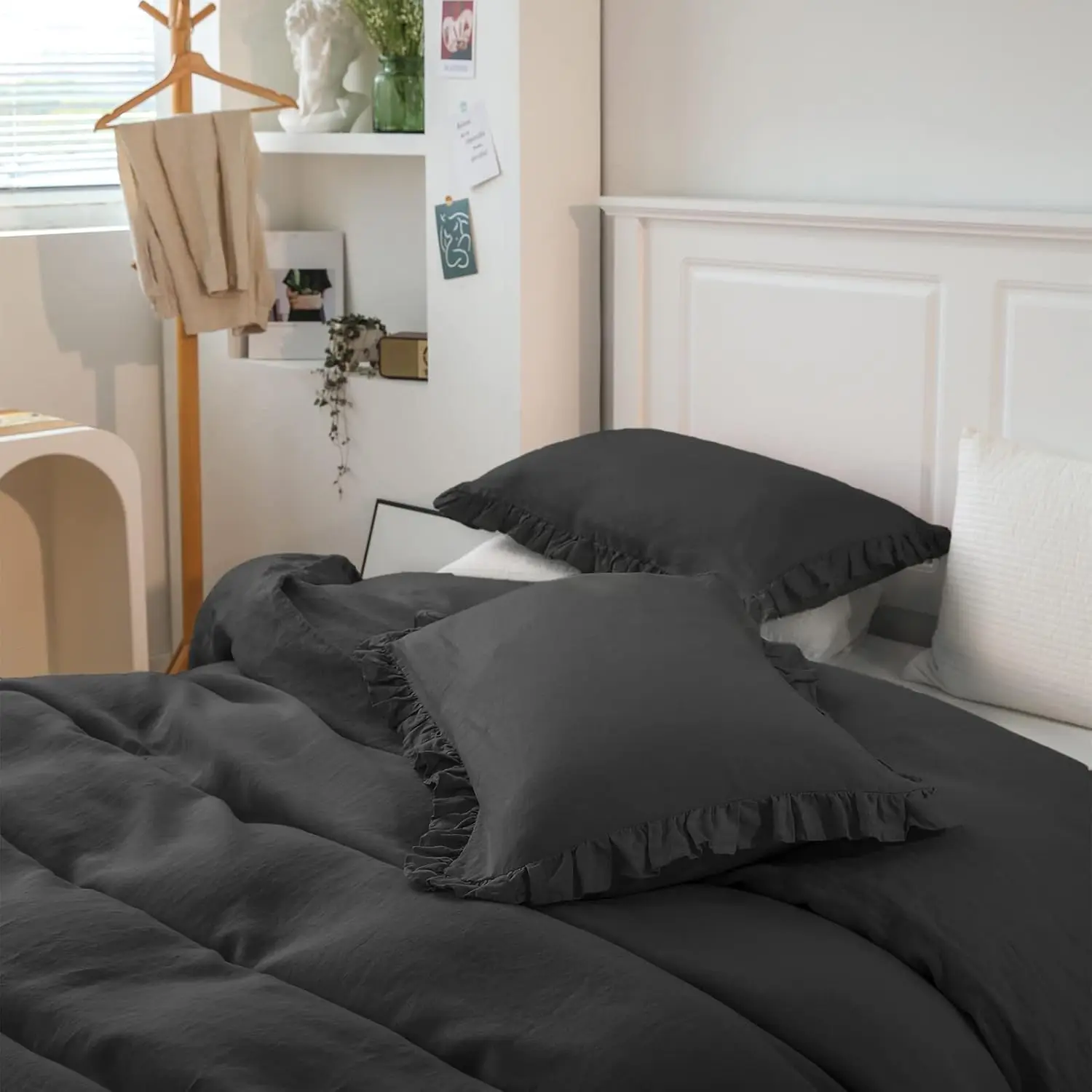 100% Linen Duvet Cover Set 3 Pcs Natural French Flax Blush Pink Duvet Cover Breathable Linen Bedding Comforter 2 Pillowcases