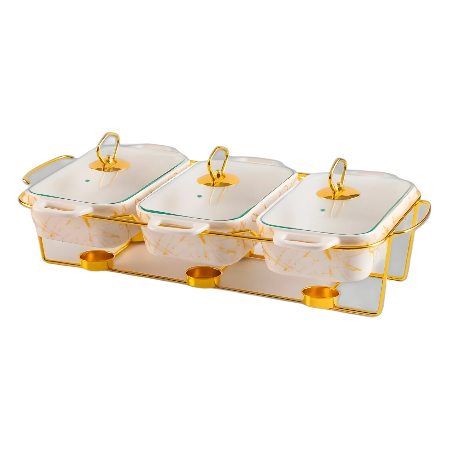 Высококачественный набор посуды из 3 предметов керамические подносы для выпечки с двойным ручкой Мраморная суповая кастрюля духовки и плиты наборы