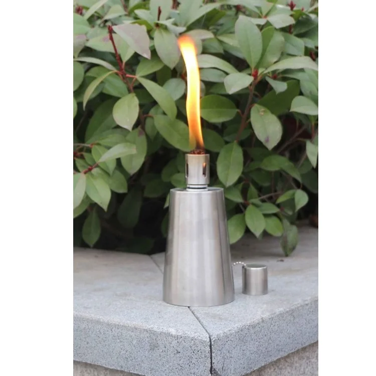 Outdoor decoration cone design table top stainless steel garden torch oil lamp backyard torch