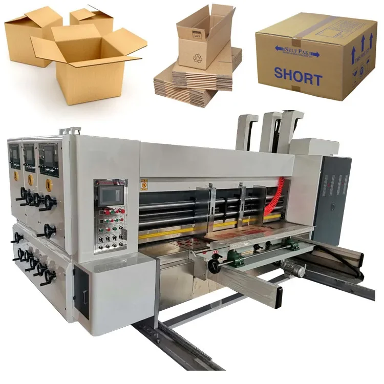 High Quality Make Cardboard Boxes Automatic Flexo 4 Color Printer Slotter And Die Cutter Corrugated Board Printing Machine