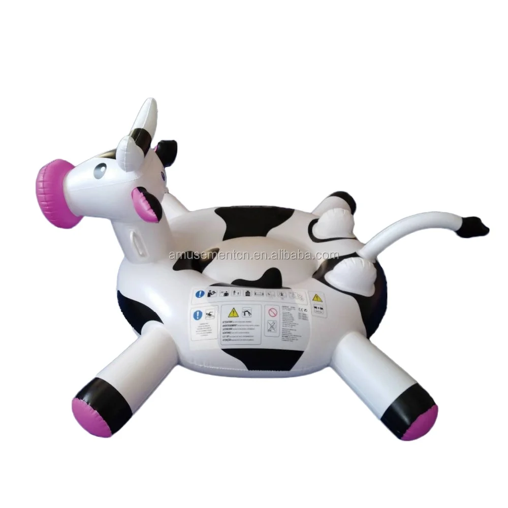 Outdoor Dairy Cow Animal shape water rider cattle air mat milch inflatable mattress