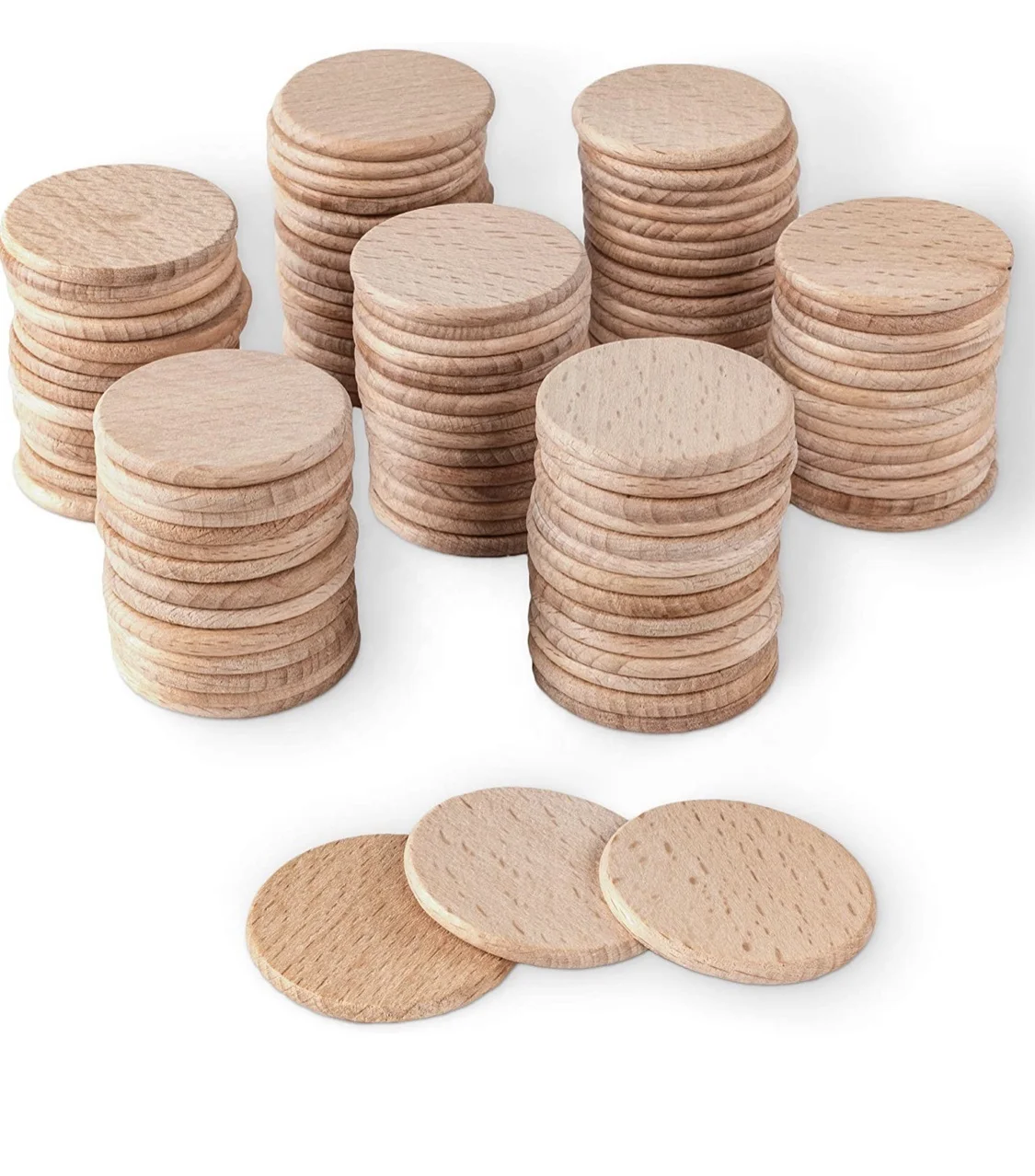Round wooden cutout circles unfinished wood token beech wooden disc