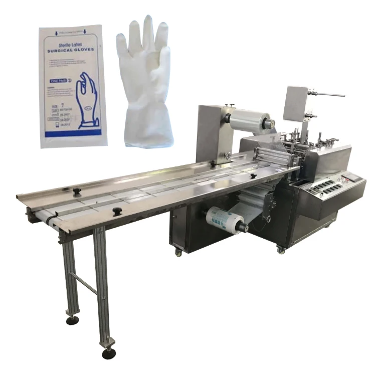 220v PLC Control Fully Automatic 4 Side Seal Medical Surgical Gloves Packing Machine