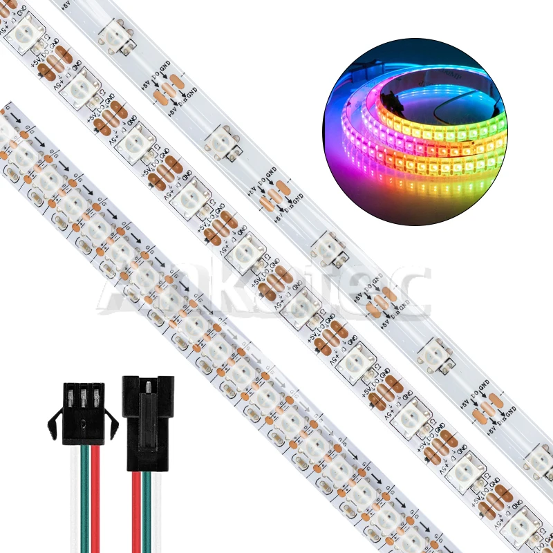 5m/roll WS2812B LED 5050 SMD RGBIC 30 60 74 96 144 LEDs/m Magic Color Flexible White FPC Waterproof IP65 Pixel Strip Light DC 5V
