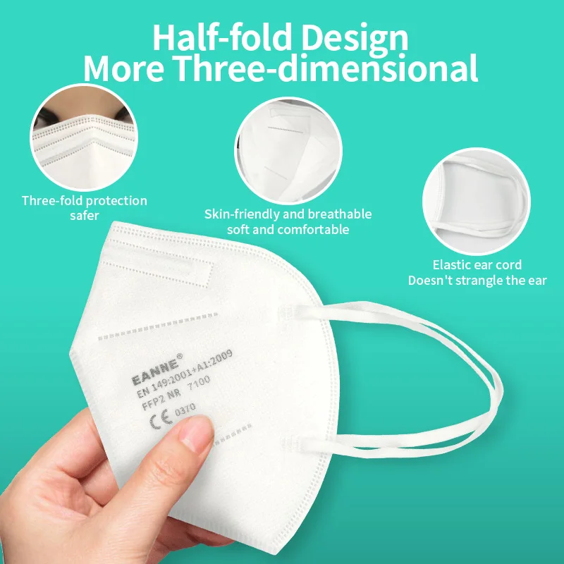 
High Quality Protection Disposable EN149 FFP2 Folding 5 Layer Face Mask Earloop 
